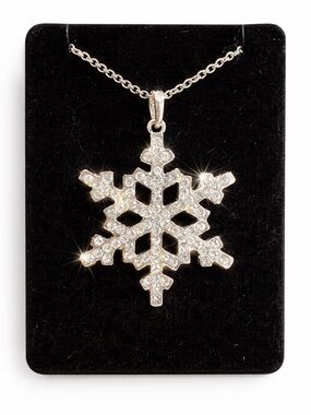 Crystal Snowflake Pendant Silver Necklace